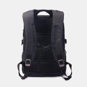 Back of Hedgren's RAIL Laptop Backpack in black