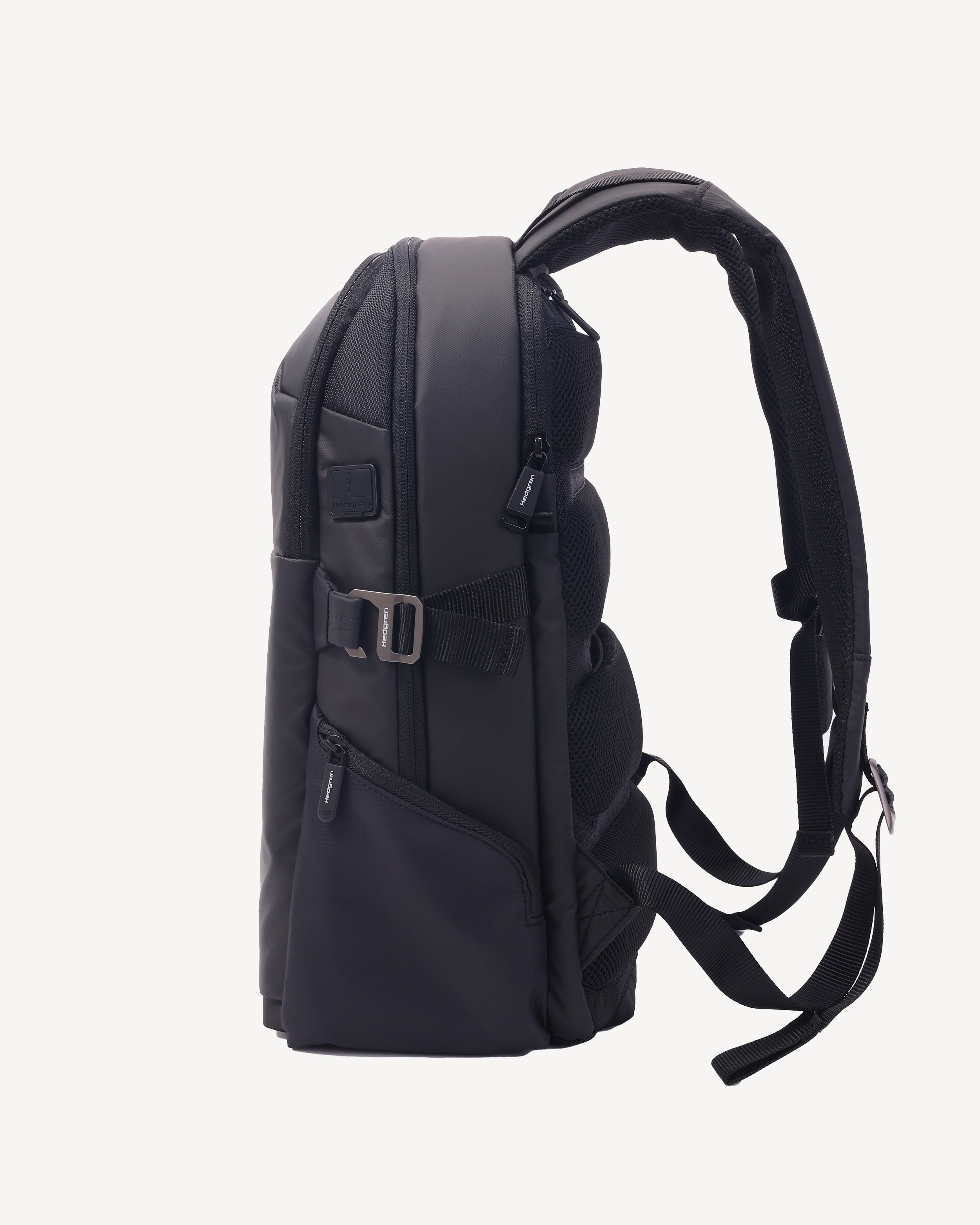 RAIL Three Compartment Laptop Backpack in Black | Hedgren