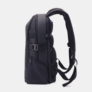 Side view of Hedgren's RAIL Laptop Backpack in black