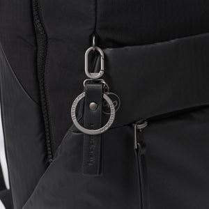 Close up of TABI Travel Backpack in black