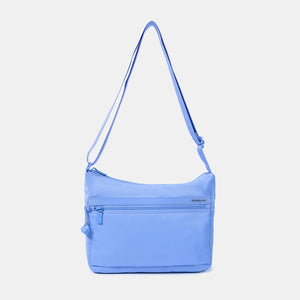 Harpers Shoulder Bag in Jacaranda Blue with strap extended