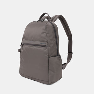 Front angled view of the Vogue XXL 14" laptop backpack in sepia (taupe)