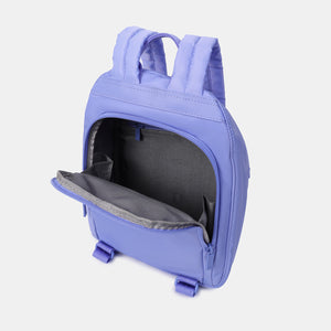 Inside view of Vogue small backpack in Jacaranda Blue. 