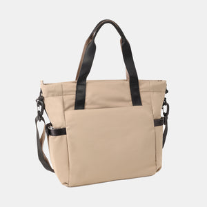 Back of Hedgren Galactic Tote Bag in Stone Beige