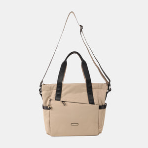 Hedgren Galactic Tote Bag in Stone Beige with straps extended