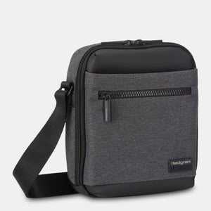 Front angled view of Hedgren's APP Crossbody in Stylish Grey