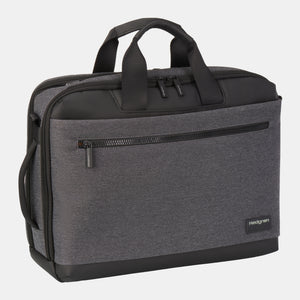 Front angled view of Hedgren's DISPLAY laptop bag in stylish grey