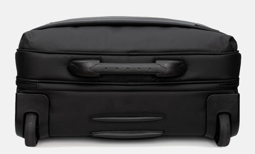 Bottom of Hedgren's CARD Rolling Laptop Bag in Black