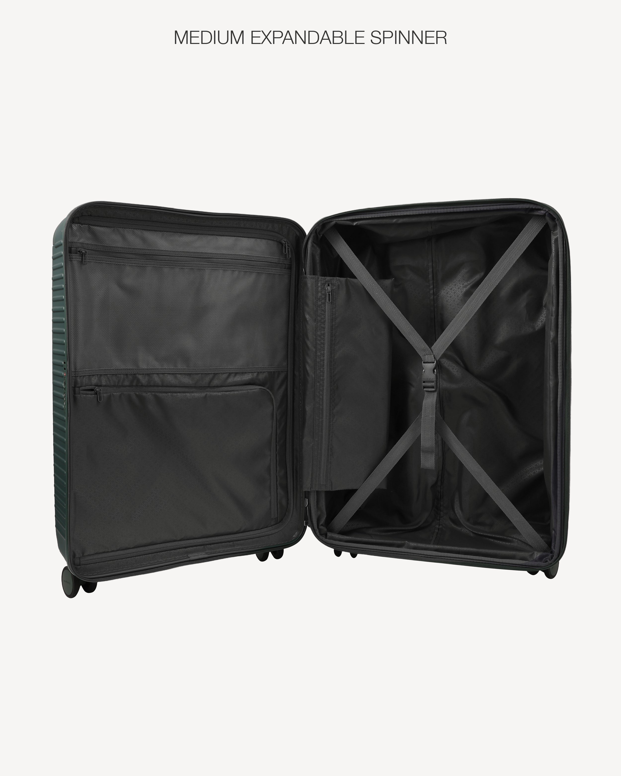 Black open suitcase on a white background